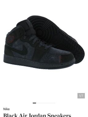 Nike Black Mid-Top Sneakers with Subtle Red Stitching